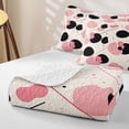 thumbnail image 4 of Castle Fairy Trendy Irregular Blob Print Bed Spread Queen 3pcs,Slender Dot Line Soft Pale Tone Queen Coverlet Set,Pink Black Ivory,1 Quilt and 2 Pillowcases, 4 of 7