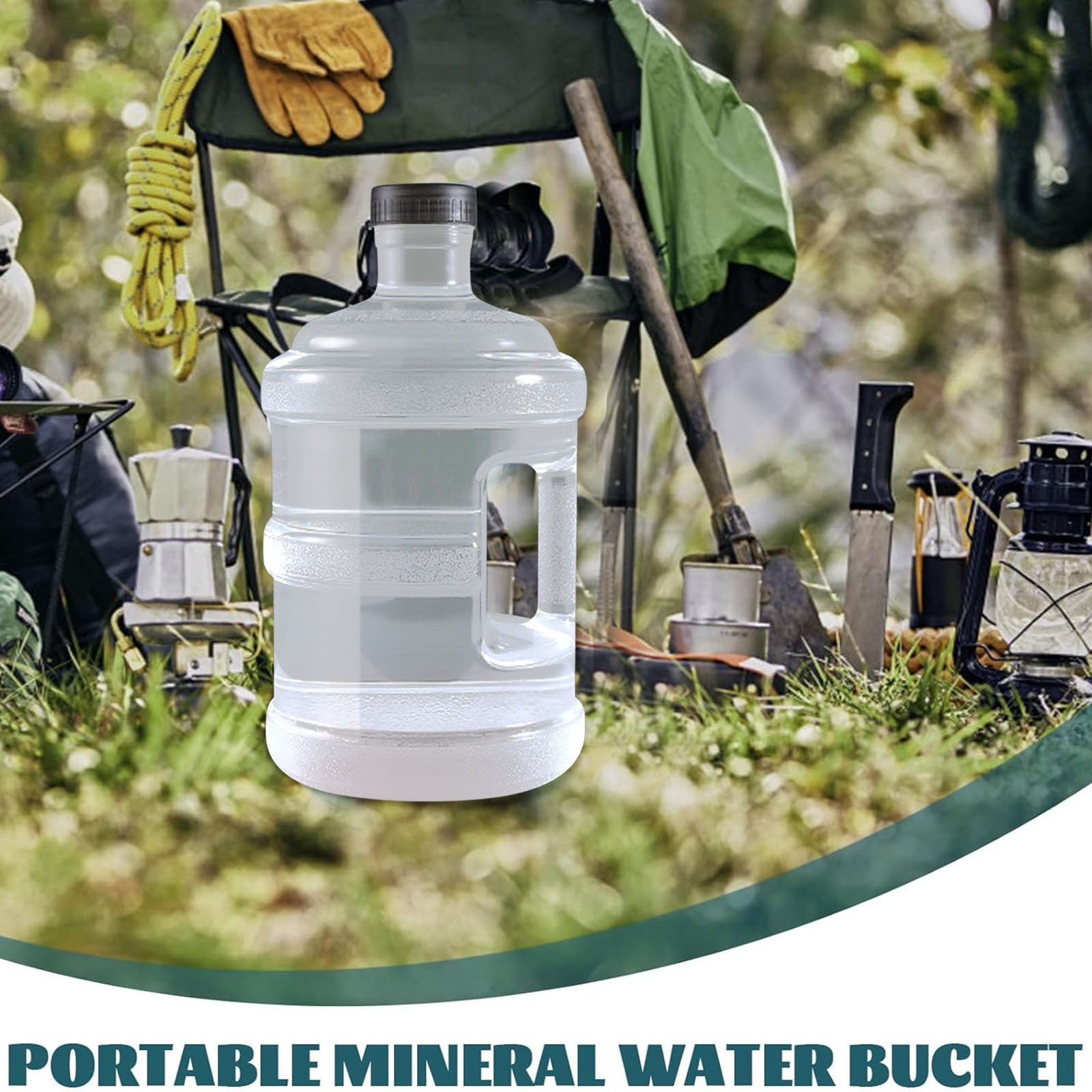 0.8/1.3 Gallon Water Jug with Handle - Portable Big Water Bottle for Sports & Camping - Transparent BPA-Free Container with Leakproof Cover (101/170oz)