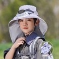 thumbnail image 3 of LRen Kids Sun Hats with Neck Flap UV Protection Fishing Hat Children Wide Brim Beach Hat for Toddler Boys and Girls, 3 of 5
