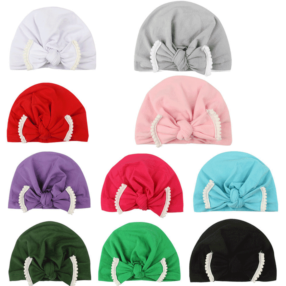Baby Girls Infant Striped Soft Hat with Bow Cap Hospital Newborn Beanie Diomand