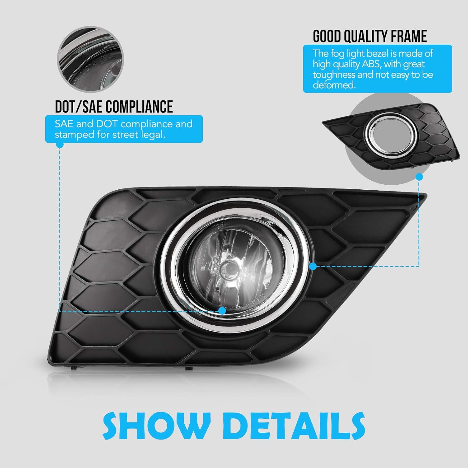 2PCS Fog Lights Assembly for 2016 2017 2018 2019 Nissan Sentra,Clear Lens