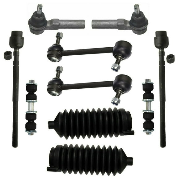 10 Pc Front & Rear Suspension Kit Tie Rod Ends, Sway Bars & Bellow Boots