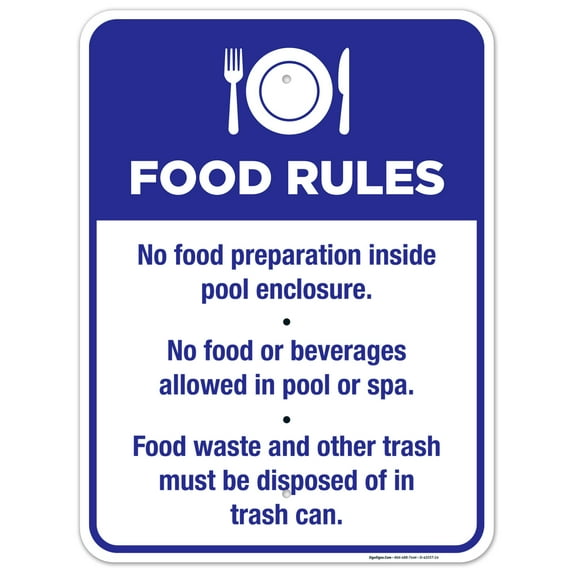 Pool Food Rules - No Food Preparation Inside Pool Enclosure,