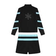 thumbnail image 4 of Yeahdor Kids Girls 2Pcs Gym Workout Outfit Long Sleeve Stand Collar Coat with Shorts Exercise Running Sportswear Light Blue 16, 4 of 5