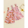 thumbnail image 4 of Aojekbee Little Girl Sleeveless Overalls Shorts Daisy/Sunflower Butterfly Print Pocket Front Suspender Jumpsuit for Summer, 4 of 10