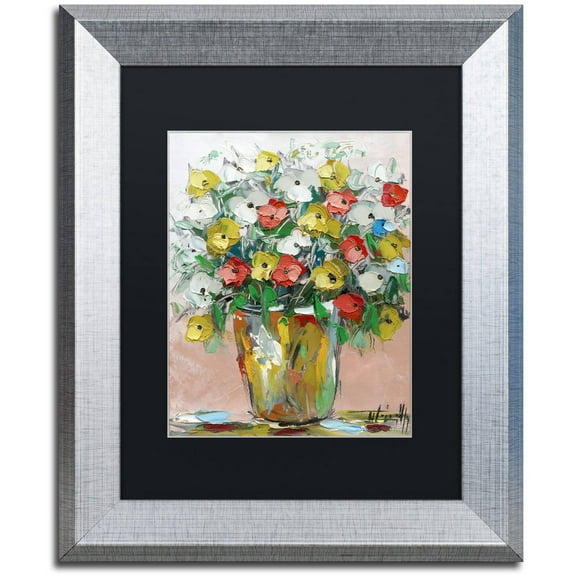 Trademark Fine Art "Spring Flowers in a Vase 6" Canvas Art by Hai Odelia, Black Matte, Silver Frame