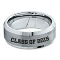 thumbnail image 2 of Tungsten Graduating Class Of 2019 Band Ring 8mm Men Women Comfort Fit Gray Step Bevel Edge Brushed Polished, 2 of 4