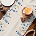 thumbnail image 3 of Blue Eucalyptus Table Runner 120 Inches, Farmhouse Weeping Leaves Linen Bed Runner Dresser Scarves Tabletop for Indoor Outdoor Parties/Ceremony/Banquet, 13"x 120", 3 of 8