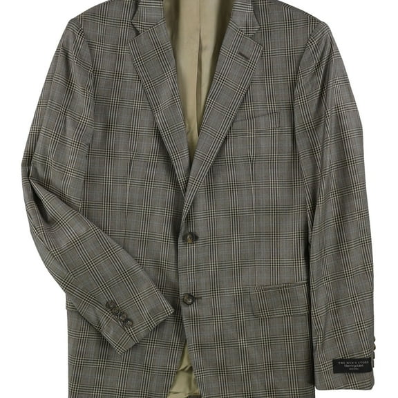 The Men's Store Mens Window Two Button Blazer Jacket, Beige, 42 Long