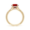 thumbnail image 2 of ANGARA Vintage Inspired Round Lab Grown 2.1 Ct Ruby Hidden Halo Engagement Ring for Women in 14K Yellow Gold (Size-8mm) | July Birthstone, Anniversary, Jewelry Gift for Women | Lab-Grown Ruby Ring, 2 of 7