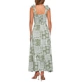 thumbnail image 3 of Vestido largo impreso de verano Inspire Chic para mujer, con tirantes de espagueti, escote cuadrado y corte A en color verde, 3 of 6