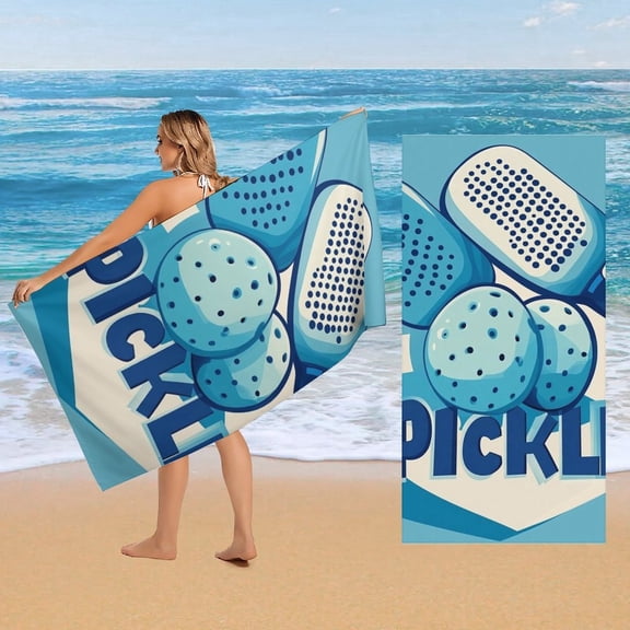 A large beach towel specially designed for Pickleball, with high water absorption, quick drying, and stylish appearance, perfect for swimming, camping, and traveling in summer.