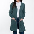 thumbnail image 6 of Elsie & Zoey Maxx Jersey Knit Bishop Sleeve Ribbed Cardigan for Women, 6 of 7