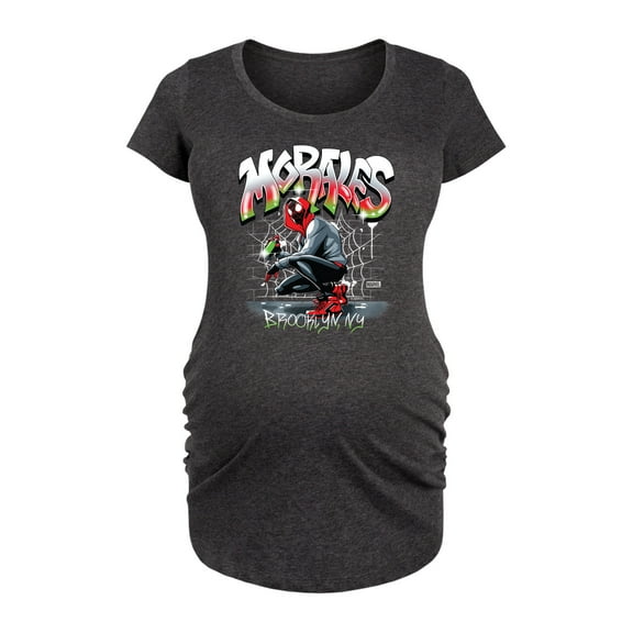 Marvel Spider-Man - Miles Morales Spray Paint - Maternity Scoop Neck Graphic T-Shirt