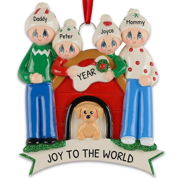 Personalized Family Christmas Ornament - Custom Ornaments Family of 4 Christmas Ornament 2024 Customized Family Ornaments with Dog Christmas Ornament Gifts for Family of 4 Ornament for Christmas Tree