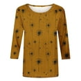thumbnail image 4 of Ounisa 3/4 Length Sleeve Womens Tops Round Neck Loose Cute Spring Summer Tee Shirts Dressy Casual Print Blouses Tunic, 4 of 9