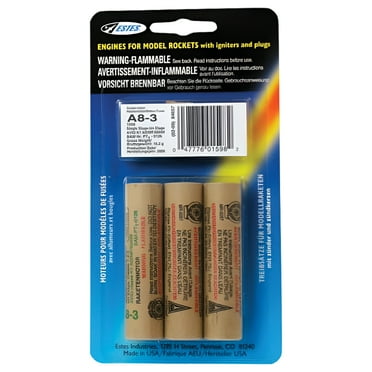 Estes A8-3 Model Rocket Motors 3 Pack