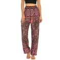 thumbnail image 5 of SWSMCLT Women's Boho Harem Yoga Pants Indian Smocked Waist Baggy Bohemian Buddha Gypsy Balloon Pocket Thai Hippie Beach Print Bloomers LoungeTrousers A-Patterned13 Small-Large, 5 of 5