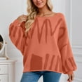 thumbnail image 2 of KHONTS Women's off the Shoulder Sweater Oversized Long Lantern Sleeve Pullovers Fall Outfits 2025 Knit Tops Orange XS, 2 of 4