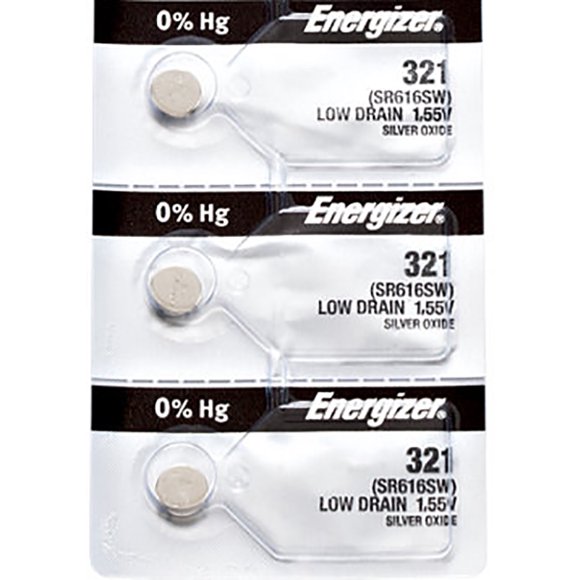 3 x Energizer 321 Watch Batteries, SR616SW Battery