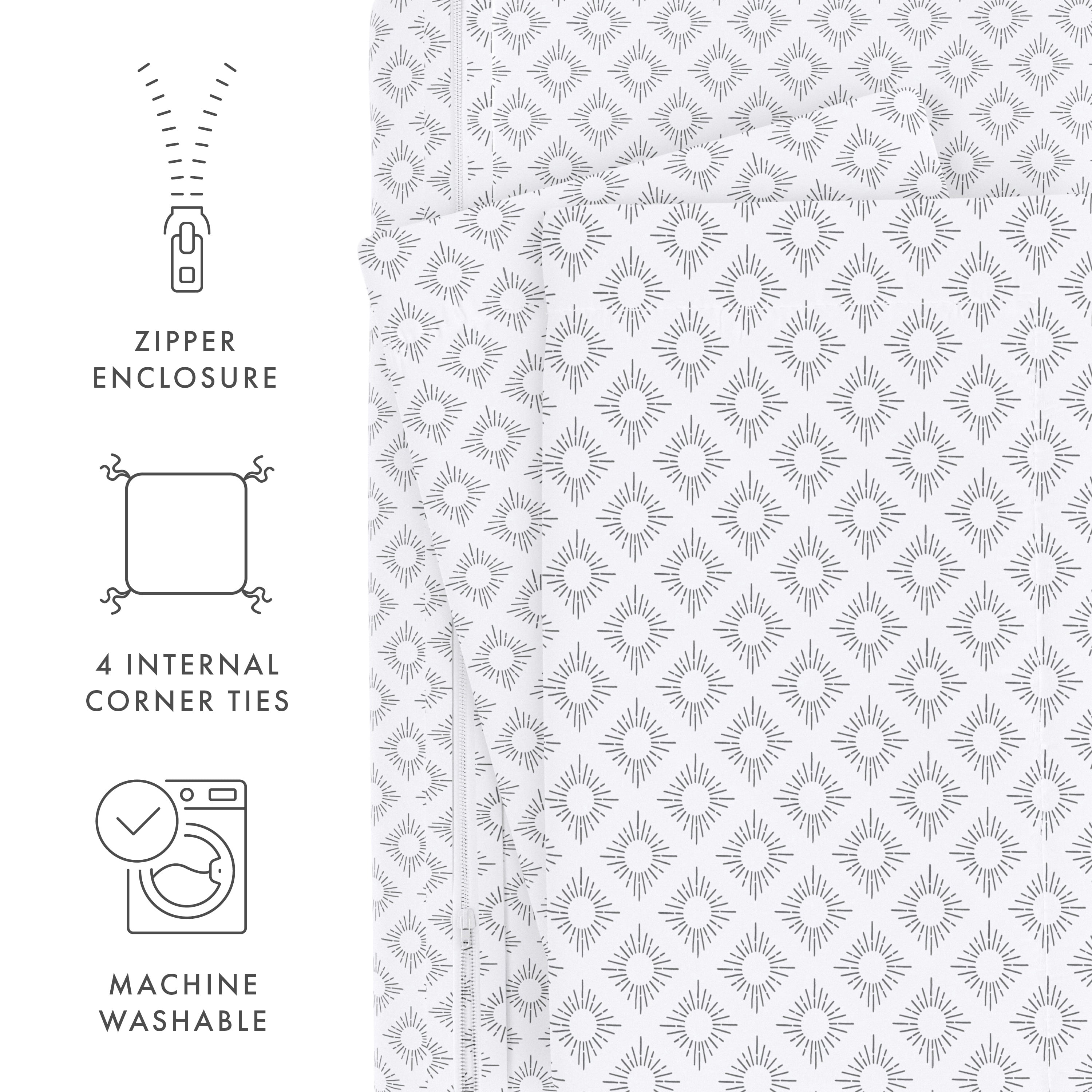 Noble Linens Gray Polaris Pattern 2-Piece Duvet Cover Set, Twin/TwinXL