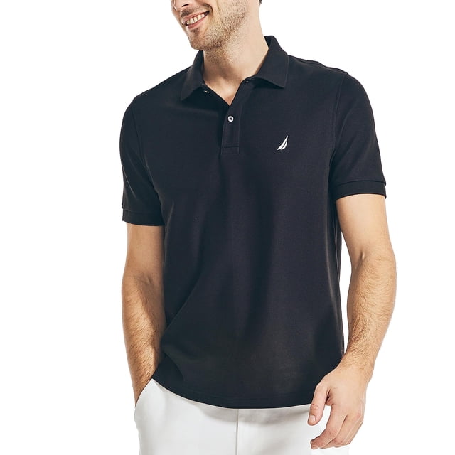 Polo Nautica para hombre, manga corta, acabado liso, color negro intenso