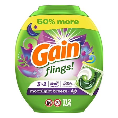 Gain Flings 3-in-1 Oxi Boost Febreze Laundry Pacs, 112 Count