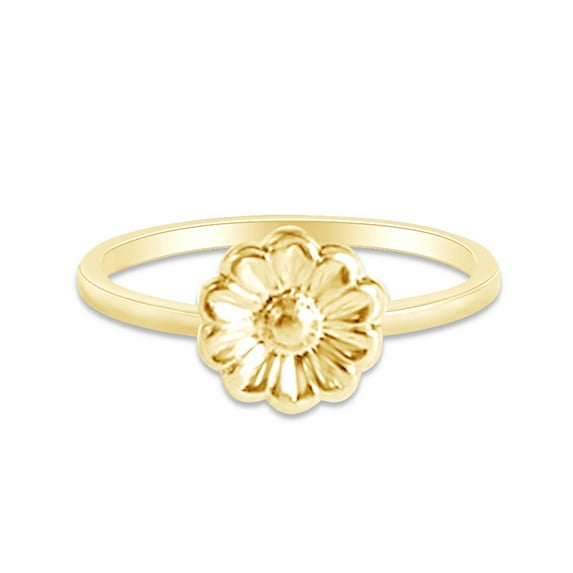 14k Yellow Gold Plated 925 Sterling Silver Lovely Tiny Daisy Flower Ring Jewlery for Her Women Valentine's Day Birthday Ring Size-7