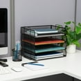 thumbnail image 3 of Mind Reader Stackable Paper Tray, Desktop Organizer, File Storage, Metal Mesh, 4 Piece, Black, 3 of 10
