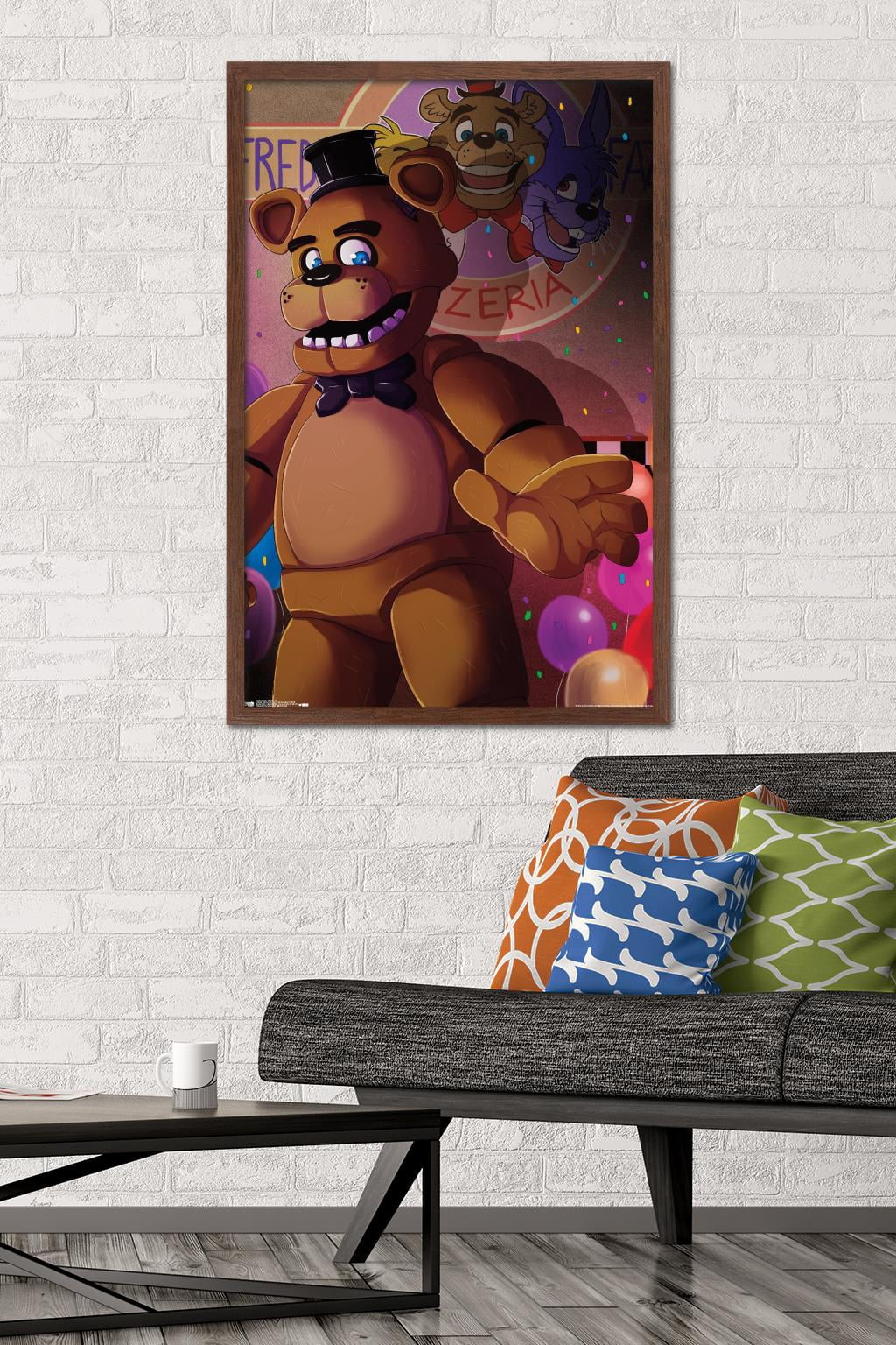 Five Nights at Freddy's - Pizzeria Art Wall Poster, 22.375" x 34", Framed