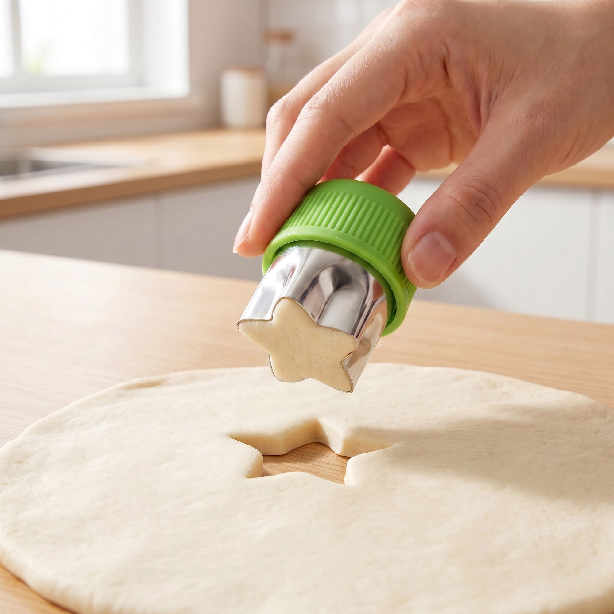Unique Bargains 6Pcs Handheld Metal Biscuit Cutter Set with Handle Green-1