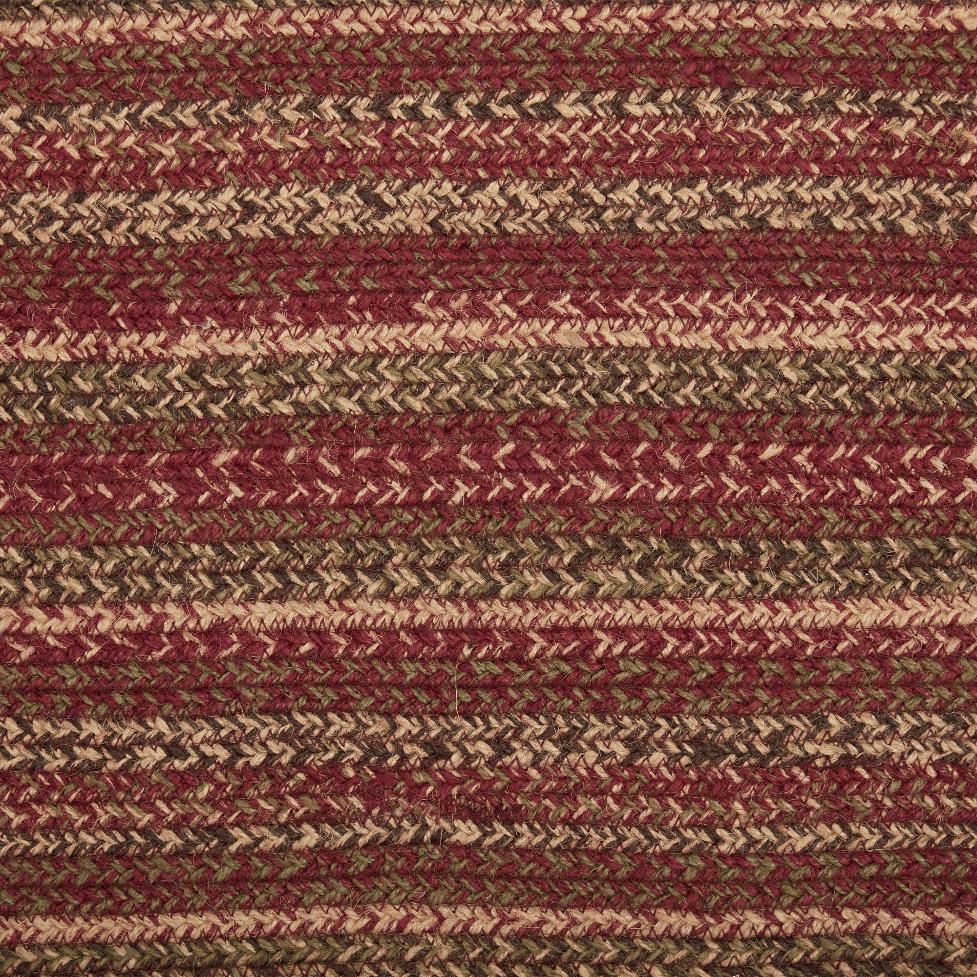 VHC Brands Cider Mill Primitive Jute Red Textured Striped Oval Kitchen Table Runner 13"x36"