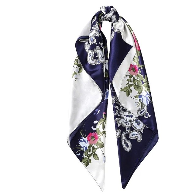 LEVAO Flower Print Turban Headband Headwear 90*90cm Hair Scarf Headwrap for Women Square Satin Bandana Ribbon Hair Accessories