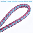 thumbnail image 4 of Braided Leather Keychain with Stainless Steel Key Ring, PU Woven Wristlet Lanyard, Rose Red Sapphire Blue, 4 of 5