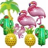 Flamingos Theme Party Foil Balloons Kitï¼9 packï¼‰, 2 Pack Pineapple Balloons 1 Palm Tree Balloon 2 cactus Balloons 2 Flamingo Balloons 2 mini Flamingo Balloons Luau balloons for tropical Party Suppli