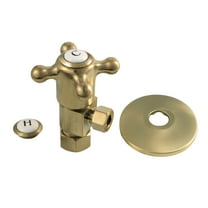 Kingston Brass CD53307BXK 5/8" O.D x 3/8" O.D Anti-Seize Deluxe Quarter Turn Ceramic Hardisc Cartridge Angle Stop with Flange, Brushed Brass