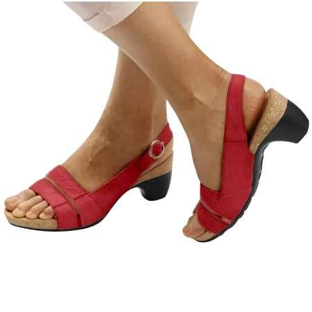 

YanHoo Clearance Women s Elegant Platform Chunky Heels Shoes Faux Wood Block Heels Cute Open Toe Ankle Strap Crisscross Mid Heels Wedding Party Dance Pump Sandals Shoes