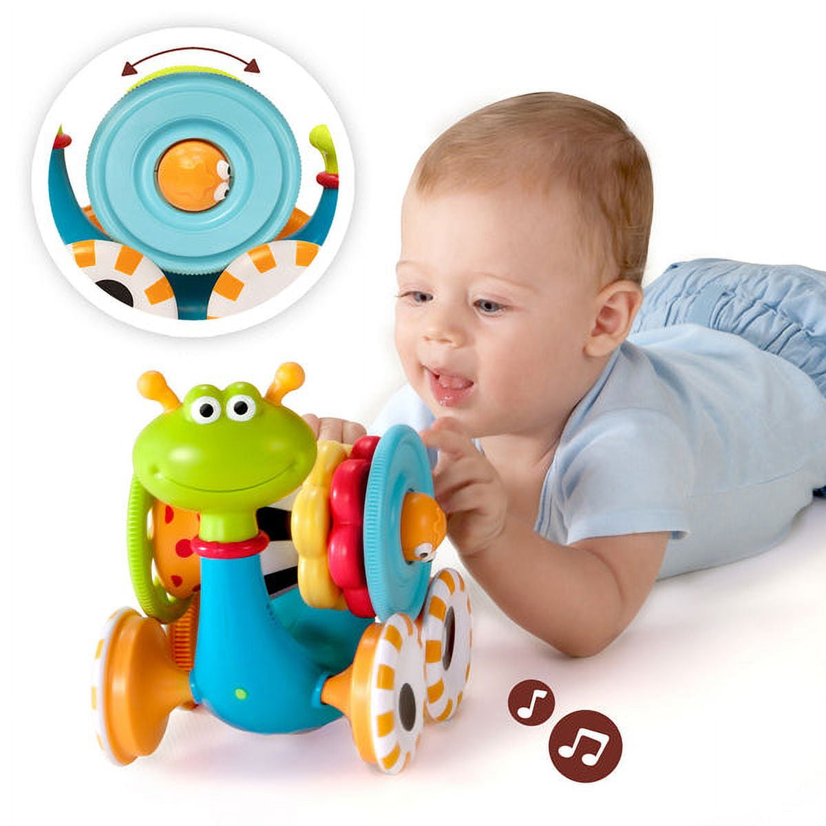 Yookidoo Musical Crawl N' Go Snail Toy with Stacker for Infant Crawling and Walking Development