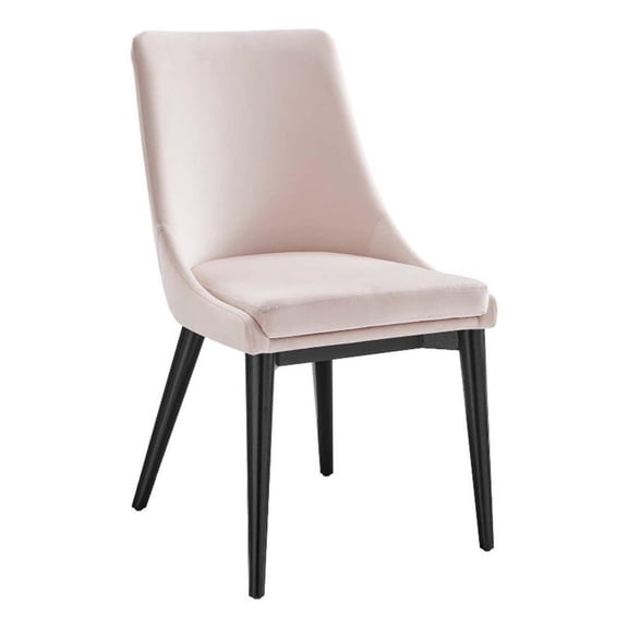 Maklaine 19" Modern Performance Velvet Dining Chair in Black/Pink