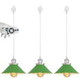 thumbnail image 1 of FSLiving H-Type Track Pendant Light with Green Metal Cone Shade Nordic Style Industrial Factory Pendant Lamp Track Lighting with Smart Edison Bulbs Timer for Kitchen Island,Customizable - Set of 3, 1 of 8