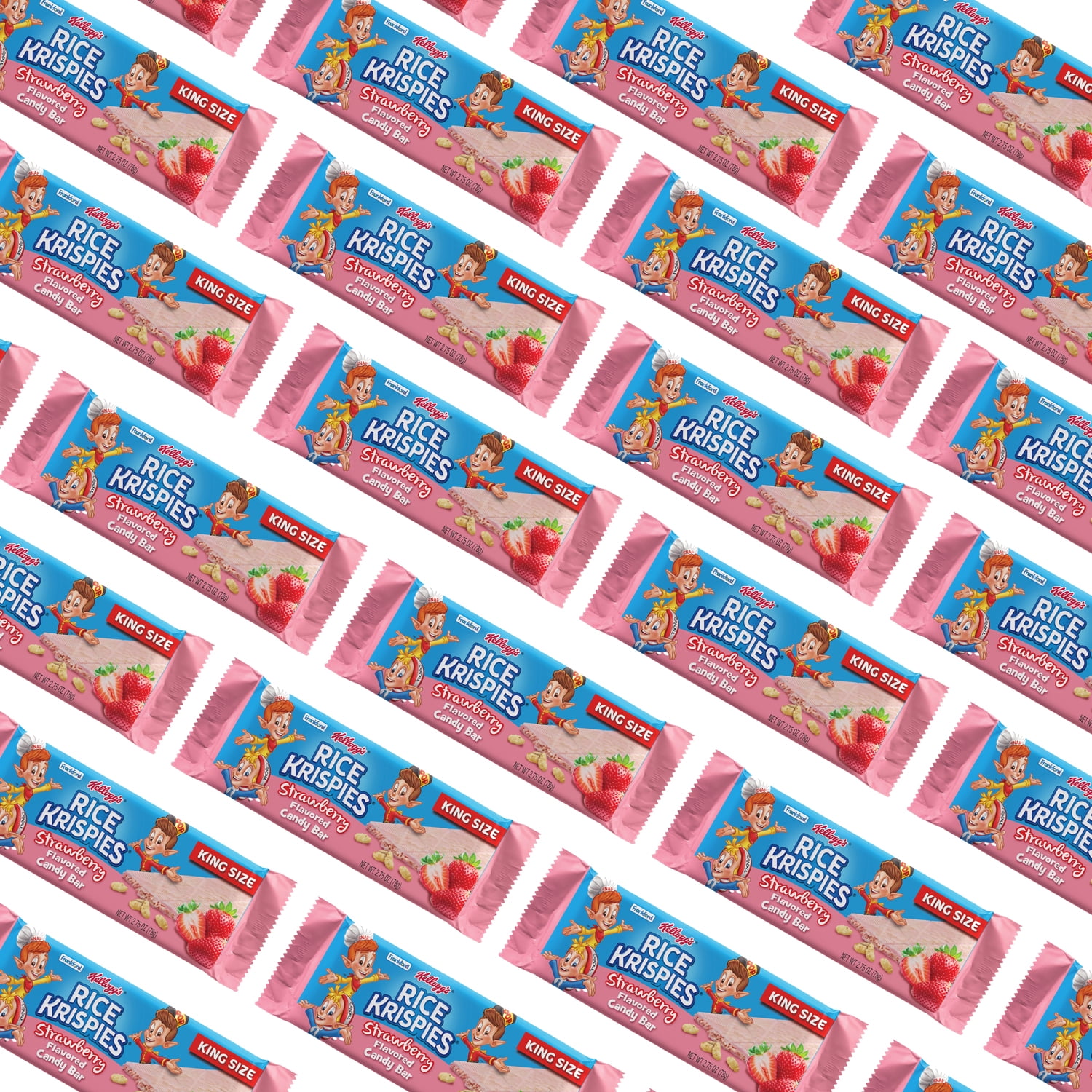 (4 pack) Frankford Kellogg's Rice Krispies Strawberry Candy Bar King Size 2.75oz