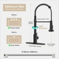 thumbnail image 5 of IUSU 20in Kitchen Faucet with Pull Down Sprayer, Brushed Nickel Commercial Spring Kitchen Sink Faucet Single Handle Pull Out Sink Faucets with Deck Plate Suit to 1 or 3 Holes Black, 5 of 10