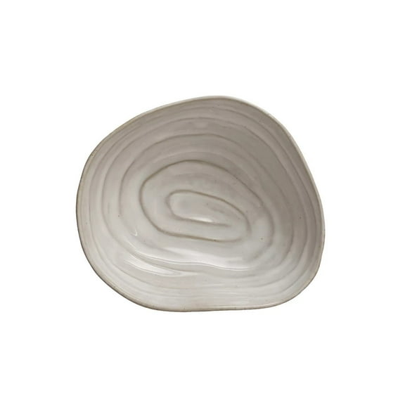 Creative Co-op Stoneware White Shell Bowl