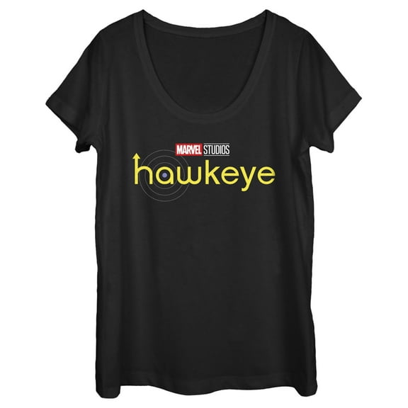 Women's Marvel Hawkeye Logo  Scoop Neck Black Large