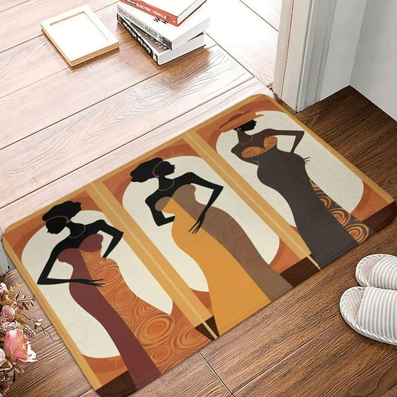 African Woman Entrance Welcome Door Mat, Soft Kitchen Rugs Indoor Floor Doormat Black Girls Washable Home Carpet Decor 30 17in60 90cm.