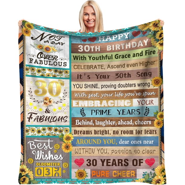 LHSHID 30th Birthday Gifts for Women Birthday Gift for 30 Year Old Woman Happy 30th Birthday Gifts for Her Birthday Decorations Gifts Throw Blanket 60"x80"