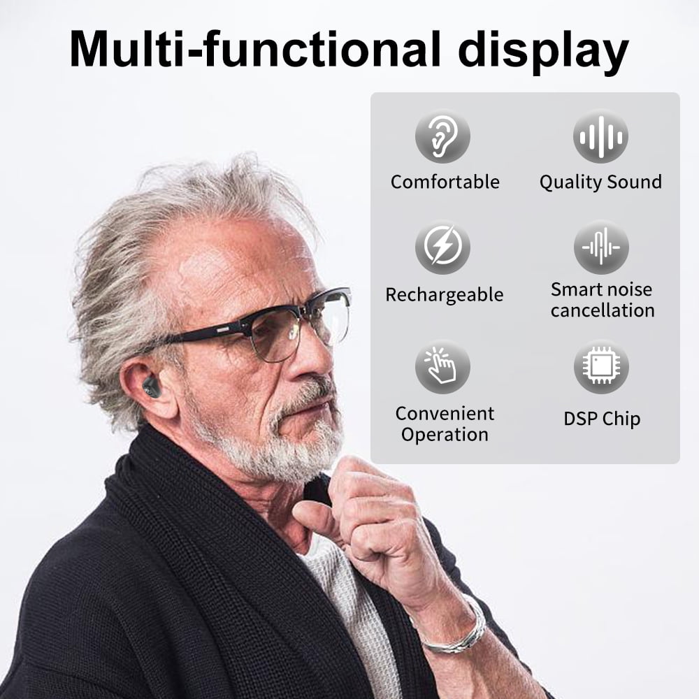 HIBRIQ Rechargeable Invisible Hearing Aids with Charging Base & Noise Cancelling for Seniors HH-1607