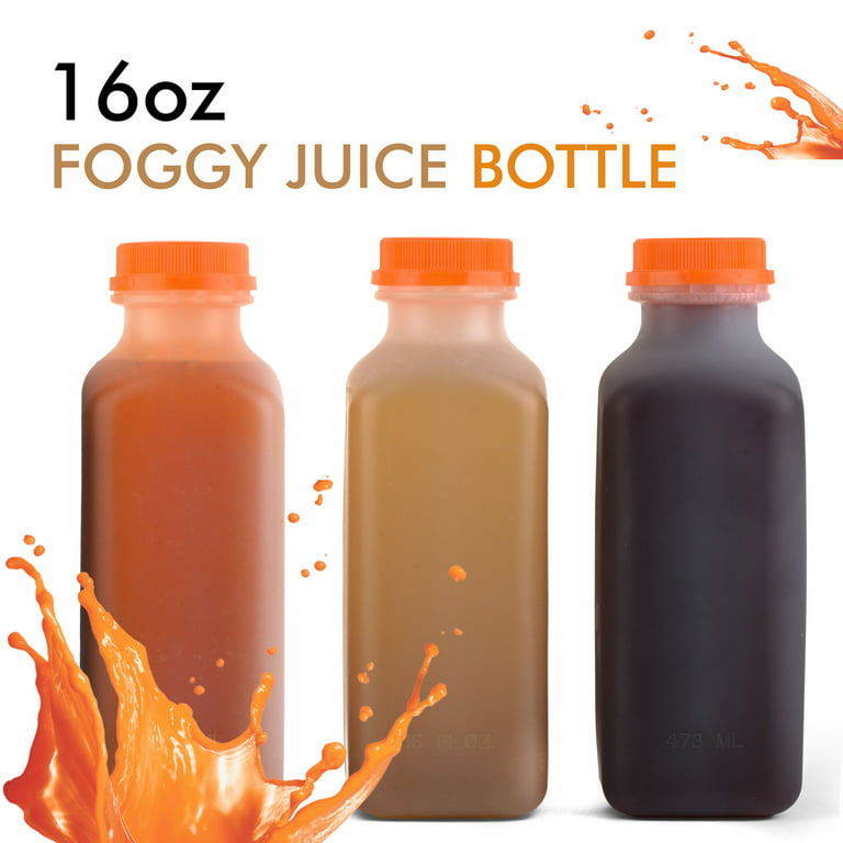 JumblWare 16 oz. Reusable Plastic Juice Bottles with Caps, 20 pcs.