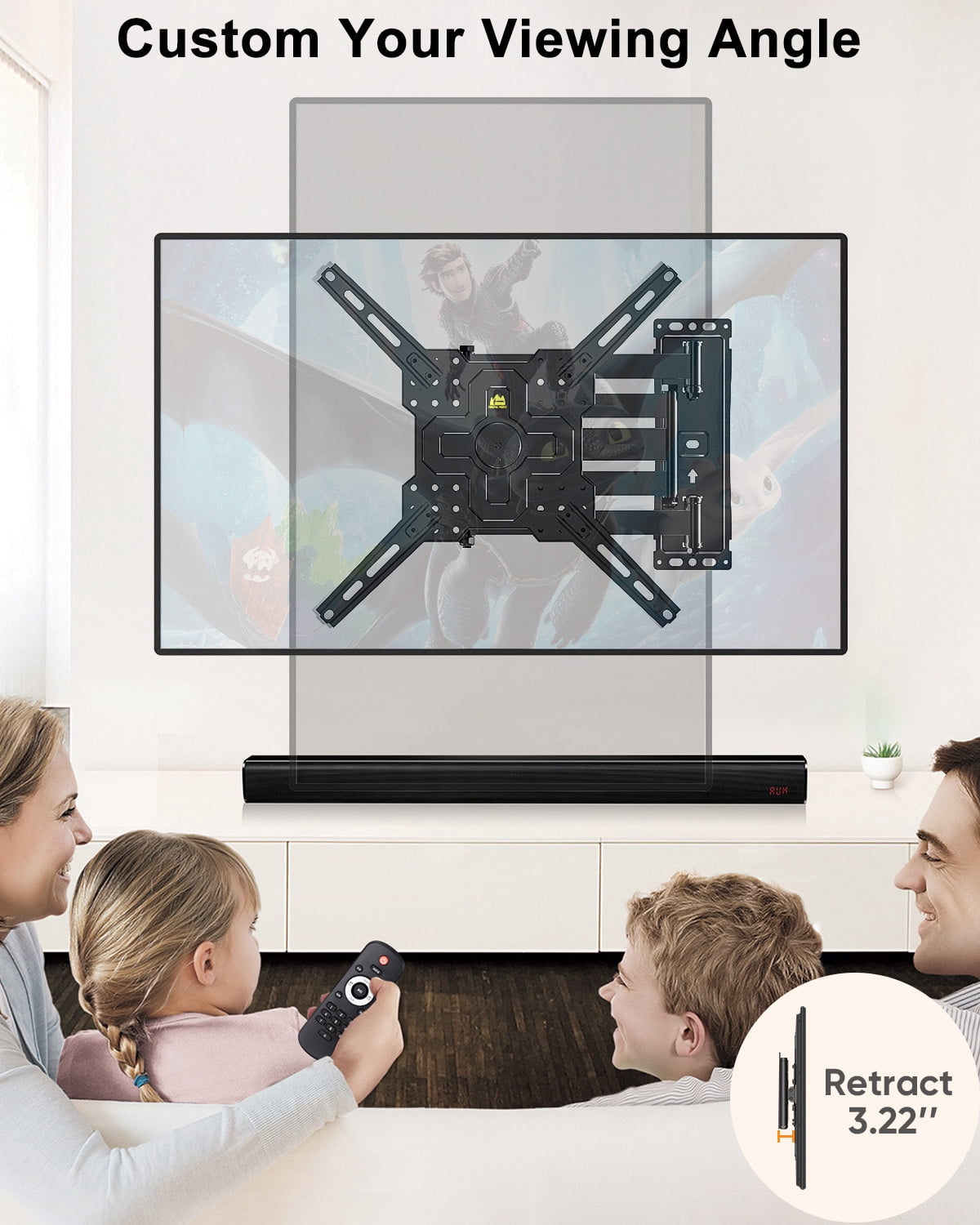 FORGINN MOUNT Long Arm TV Wall Mount with 40.75 Inch Extension, Corner TV Mount Bracket with Swivel, 180° Rotation, Tilt, 3 Folding Articulating Arms for 26-65 Inch TVs, Max 400x400mm Holds 77lbs