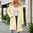 thumbnail image 2 of Wuxian Womens Trench Coat Solid Color Button Down Long Sleeve Notched Collar Jacket Long Length Overcoat Autumn Winter Windbreaker Coat Street Wear,Beige,L, 2 of 5